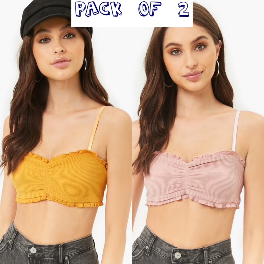 NEW Pack of 2 Ruffle Trim Cropped Cami